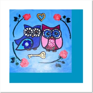 Love is the Key Owls Posters and Art